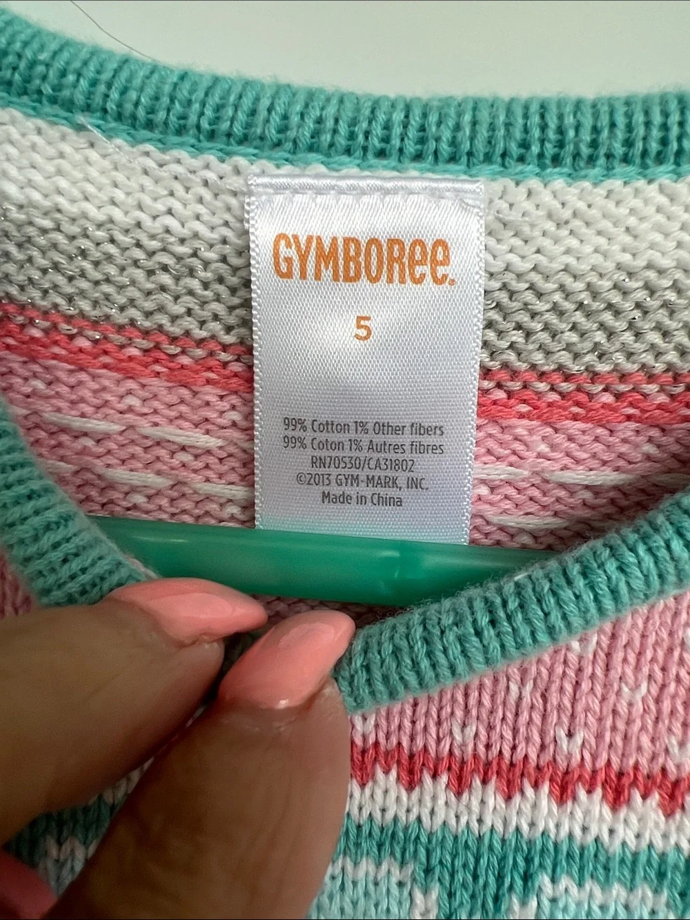 Gymboree Teal, Pink & White Striped Knit Dress